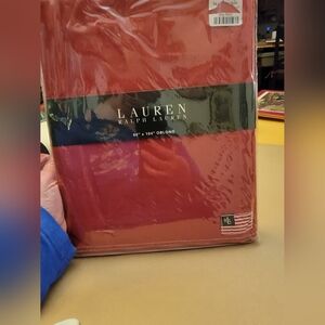 NWT VTG Lauren Ralph Lauren Red Twill Tablecloth 60" x 104" Oblong